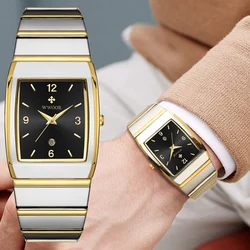 WWOOR New Fashion Watches for Men Luxury Square Men's Wristwatch Stainless Steel Waterproof Quartz Clock Male Relogio Masculino