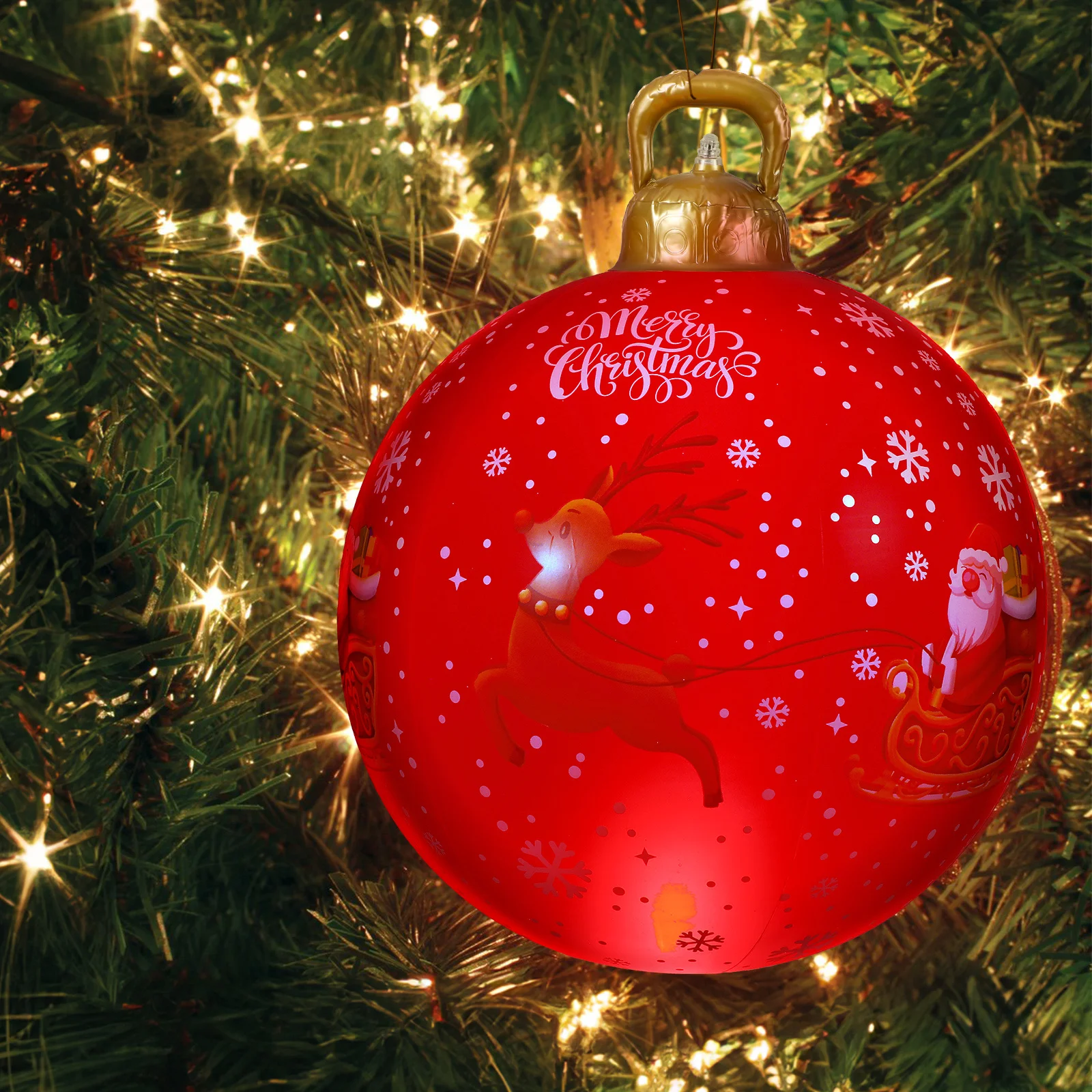 

1Set Xmas Hanging Decor Lighted Inflatable Ball Outdoor Indoor Christmas Party Supply Glow Multicolor Festive Decoration Pendant