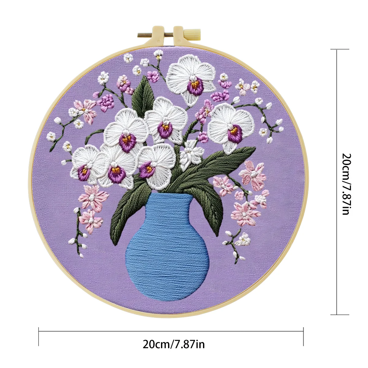 1 Stück 20X20CM/15X15CM 7,87/6,3 Zoll Blumen-Stickerei-Starter-Kit DIY-Kit DIY-Stickerei-Set Handarbeiten Malerei Nadelkunst – Detail 4