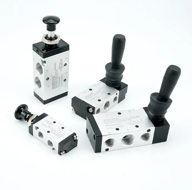 1/4 "npt metal resistente 5 vias 2 posições válvula solenóide manual push pull alça e operação de ar-montagem direta para pneumático