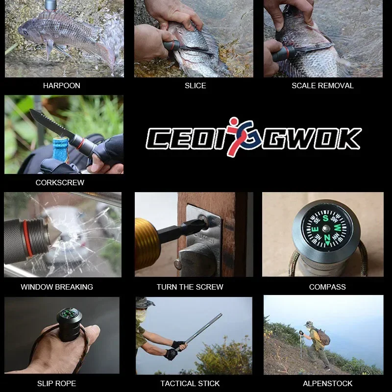 عصا المشي لمسافات طويلة CEOI GWOK متعددة الوظائف قابلة للتعديل، جميع احتياجاتك الخارجية، أقطاب رحلات من سبائك الألومنيوم المتينة