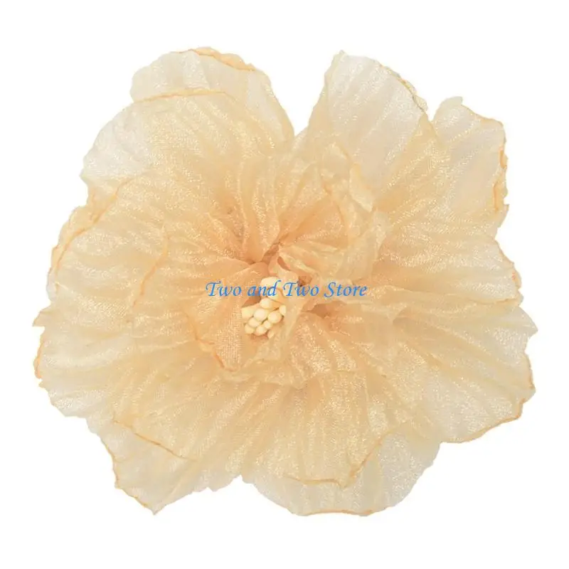

HX6F Ribbon Vintage Organza-Lace Flower Gauze Ribbon Burning Trimmings-Flower for Applique Sewing Craft Wedding Dress