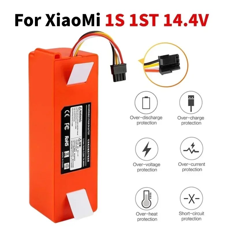 

14.4V Vacuum Cleaner Battery 6500mAh For Xiaomi Robot Roborock S50 S51 S55 Accessory Spare Parts li-ion battery replace