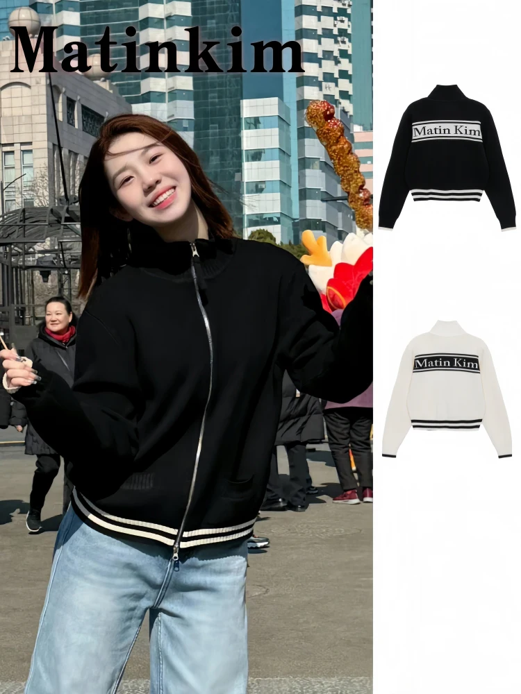 

Trendy Knitted Sweater with Zipper Long Sve Letter Embroidery ex Open Cardigan Coat Korean Sle Cotton Spring Autumn