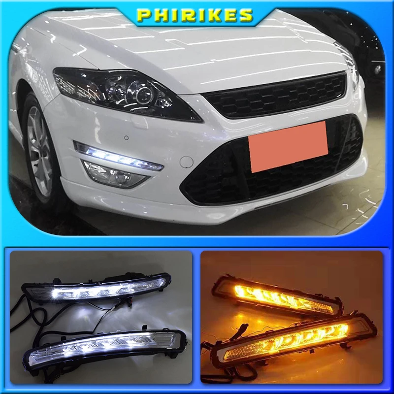 

Car 1Pair For FordMondeo Fusion 2011 2012 2013 LED DRL Daytime Running Lights LED Daylight Fog light with yellow