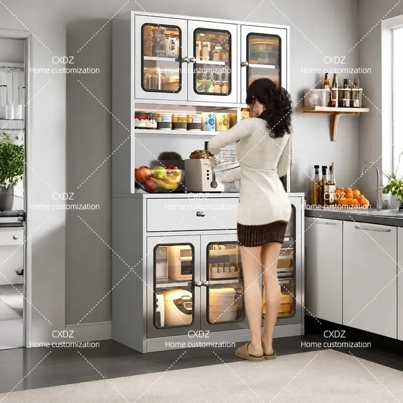 Thickened 304 Stainless Steel Side Cabinet for Kitchen Dining Room Storage Cupboard Locker 50cm Deep Tea Table Console