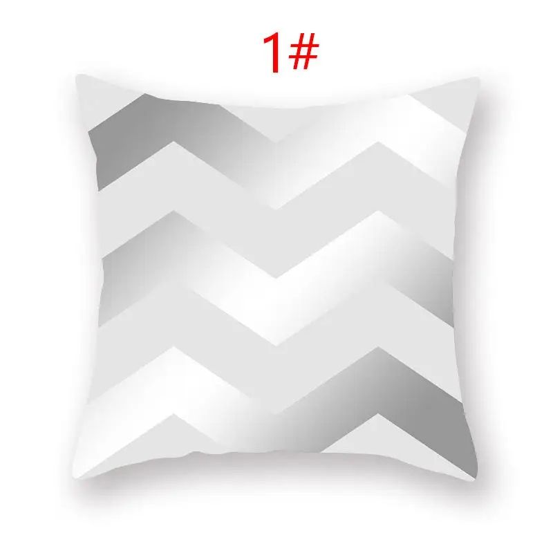 Gray Geometric Pattern Decorative Throw Pillow Cover 2D Printed Polyester 18 Inch Square Cushion Case for Modern Home Decor