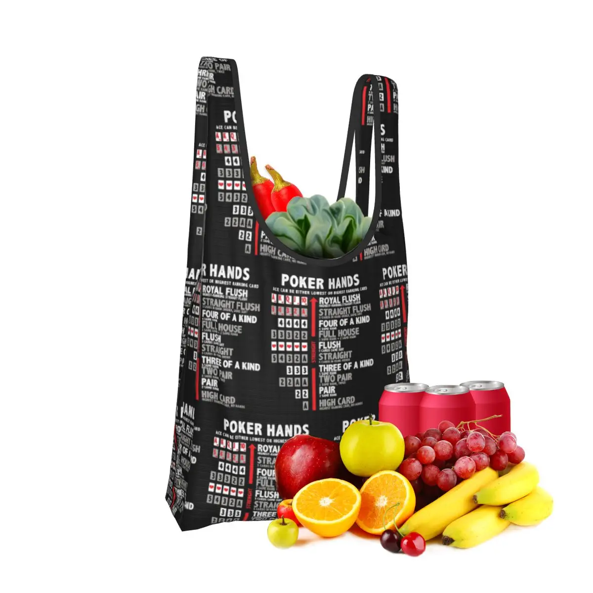 

Сумка для покупок Poker Hands Портативные сумки-тоут Складная сумка-шоппер на плечо Сумка для продуктов