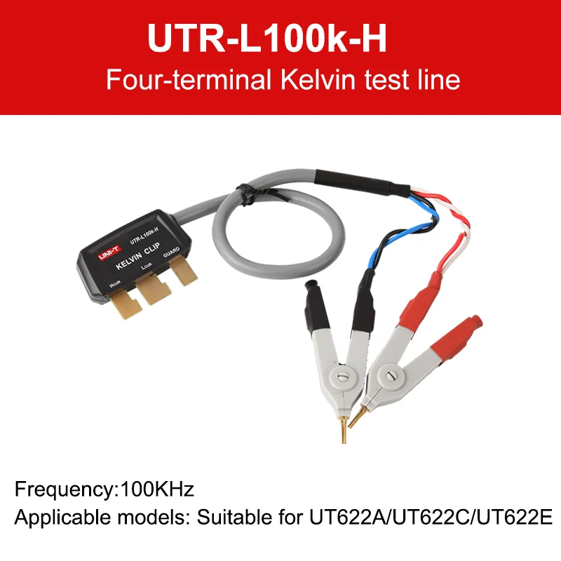 UNI-T UTR-L100KS-H SMD Kelvin-testkabels Probes Clip UTR-L100k-H Kelvin-testlijn met vier aansluitingen voor UT622A UT622C UT622E
