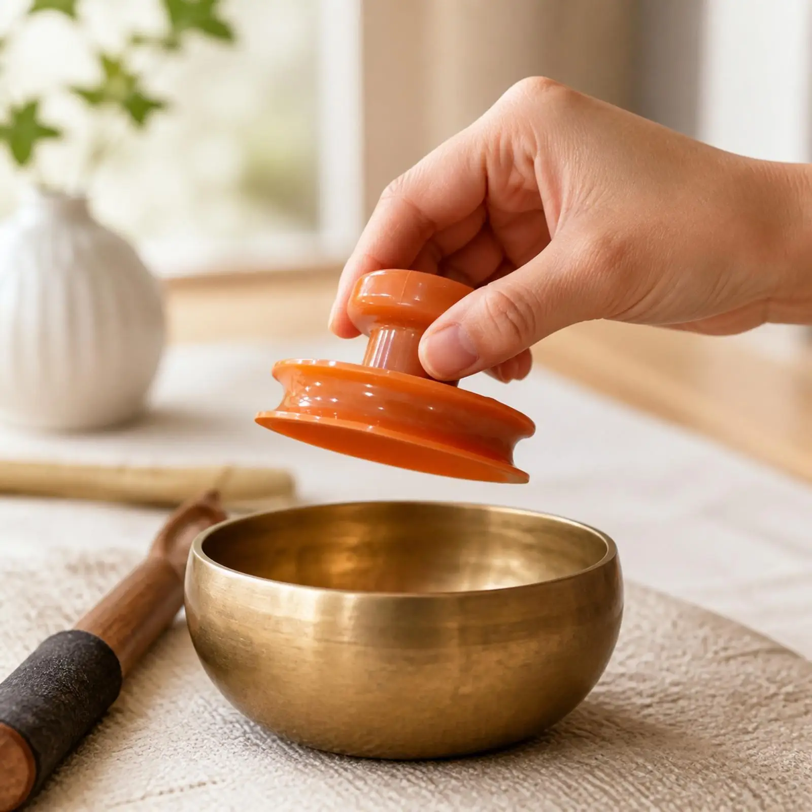 Bell Bowl Suction Cup Holder for Safe Handling Rubber Grip Lifter Meditation Storage Aid