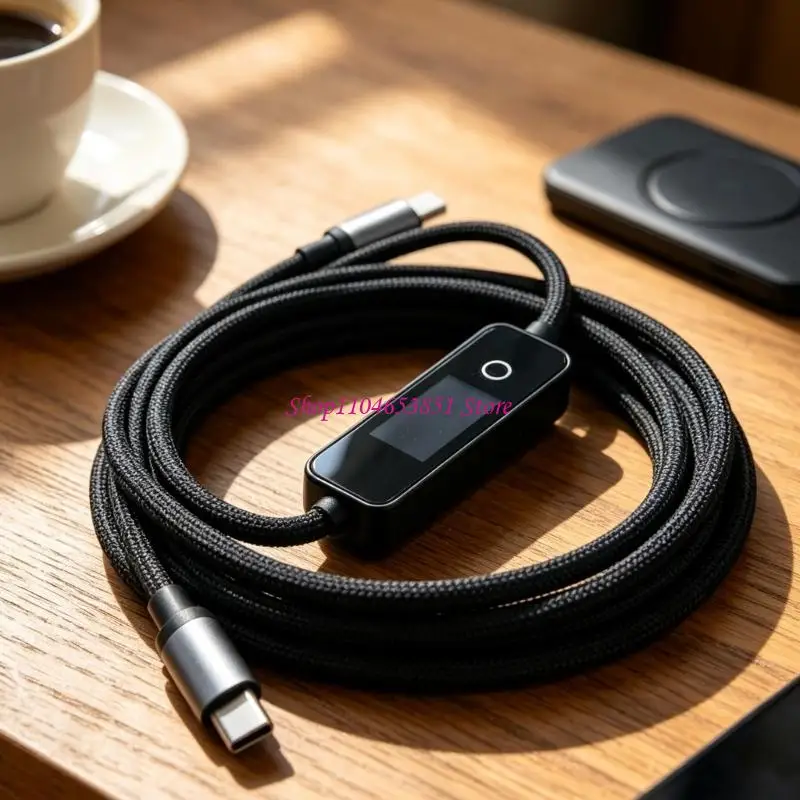 Power Delivery 3.1 Type C to Type C Cable with Up to 240W Charging, Integrated Color Screen for Power and Current, and a