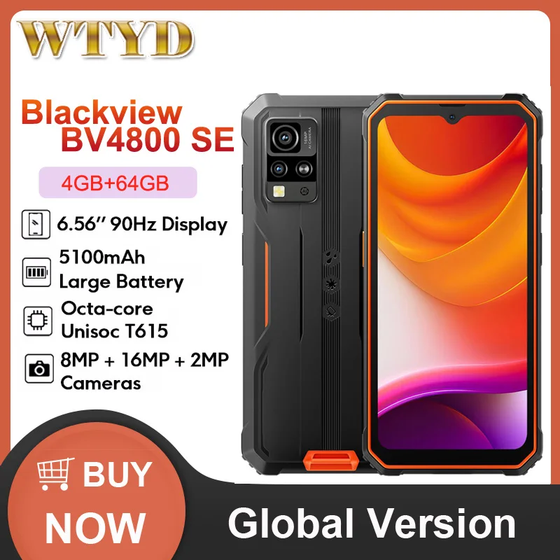 Blackview BV4800 SE هاتف متين 4GB + 64GB 6.56 بوصة أندرويد 15 UMS9320E T615 ثماني النواة 5100mAh 4G NFC الهاتف الذكي #1