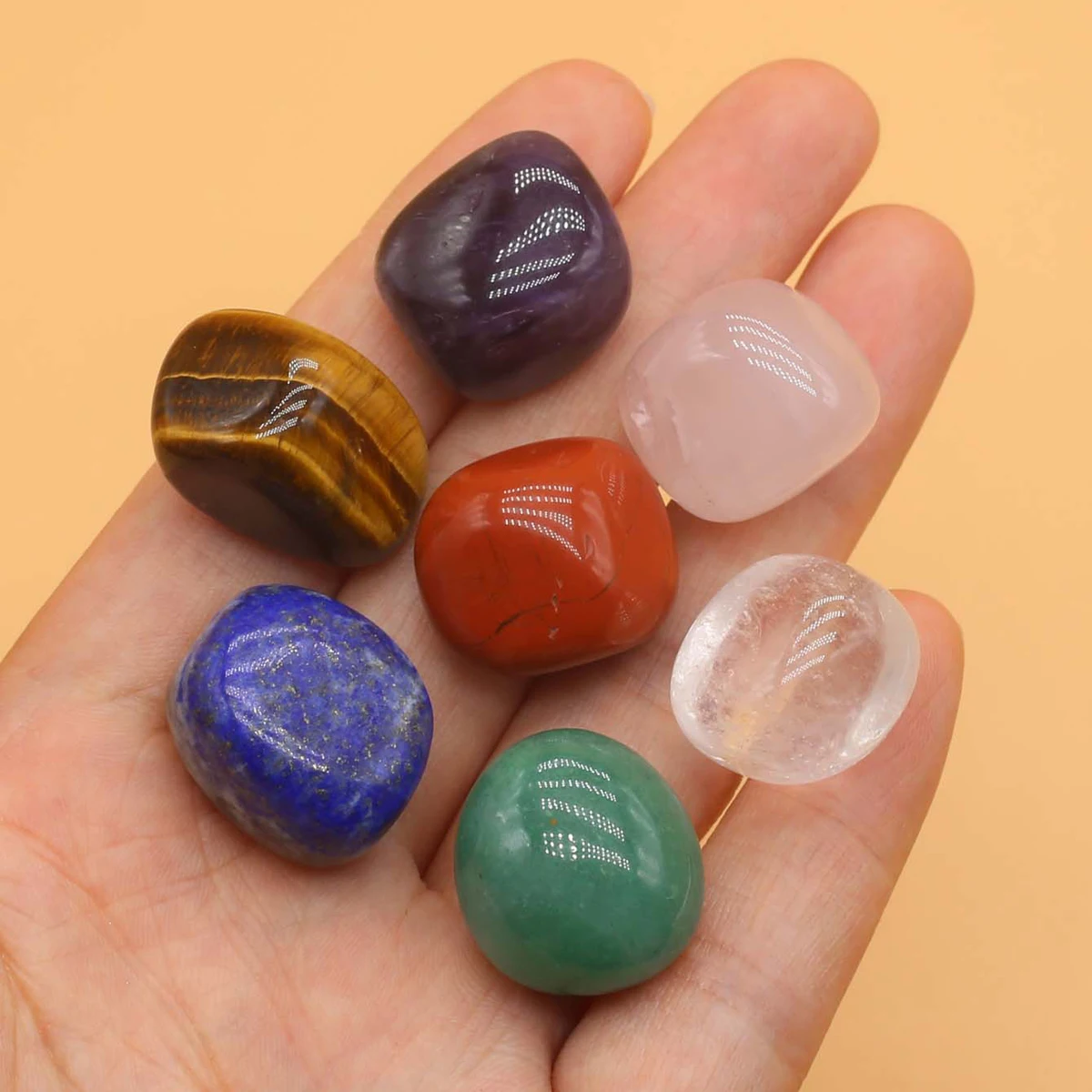 1.5-2.0cm Irregular Shape 7 Chakras Irregular Holeless Stone Beads Spiritual Healing Crystal Sapphire Tiger Eye Stone Jewelry