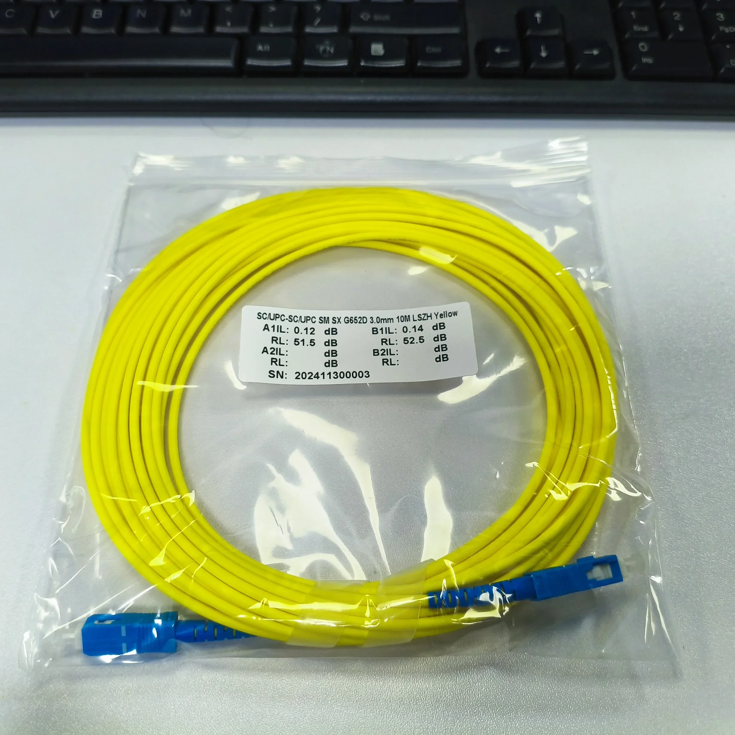 10PCS 10M SC/UPC-SC/UPC Singlemode G652D 3.0mm 9/125 Fiber Optic Patch Cord LSZH Yellow Jacketed Customizable 1m 2m 3m 5m 10m