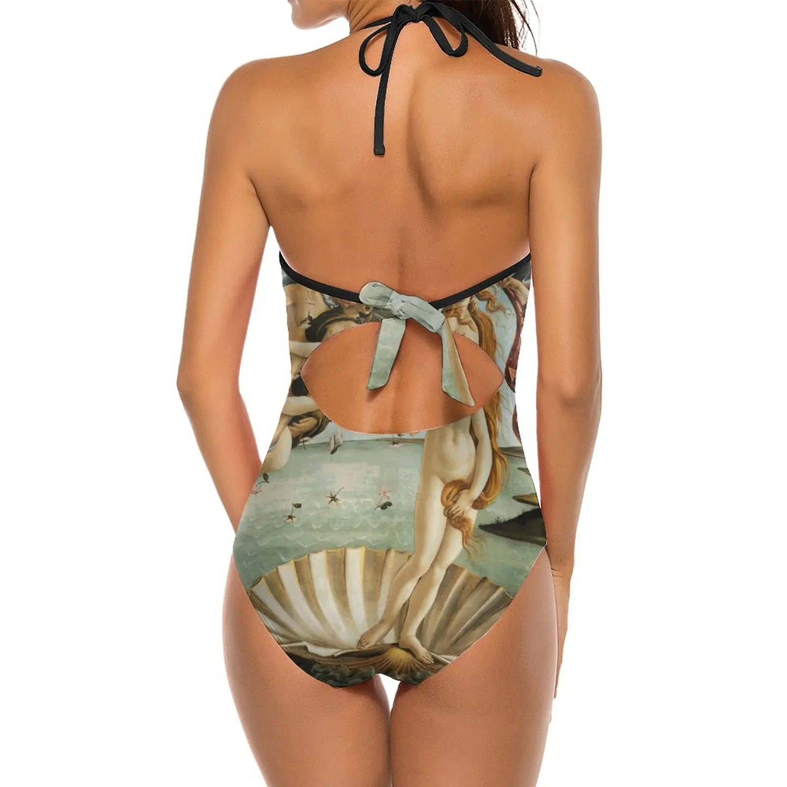 Birth Of Venus-Botticelli Sexy One Shoulder One Piece Swimsuit New Mesh Patchwork Swimwear Monokini Botticelli Birth Of Venus