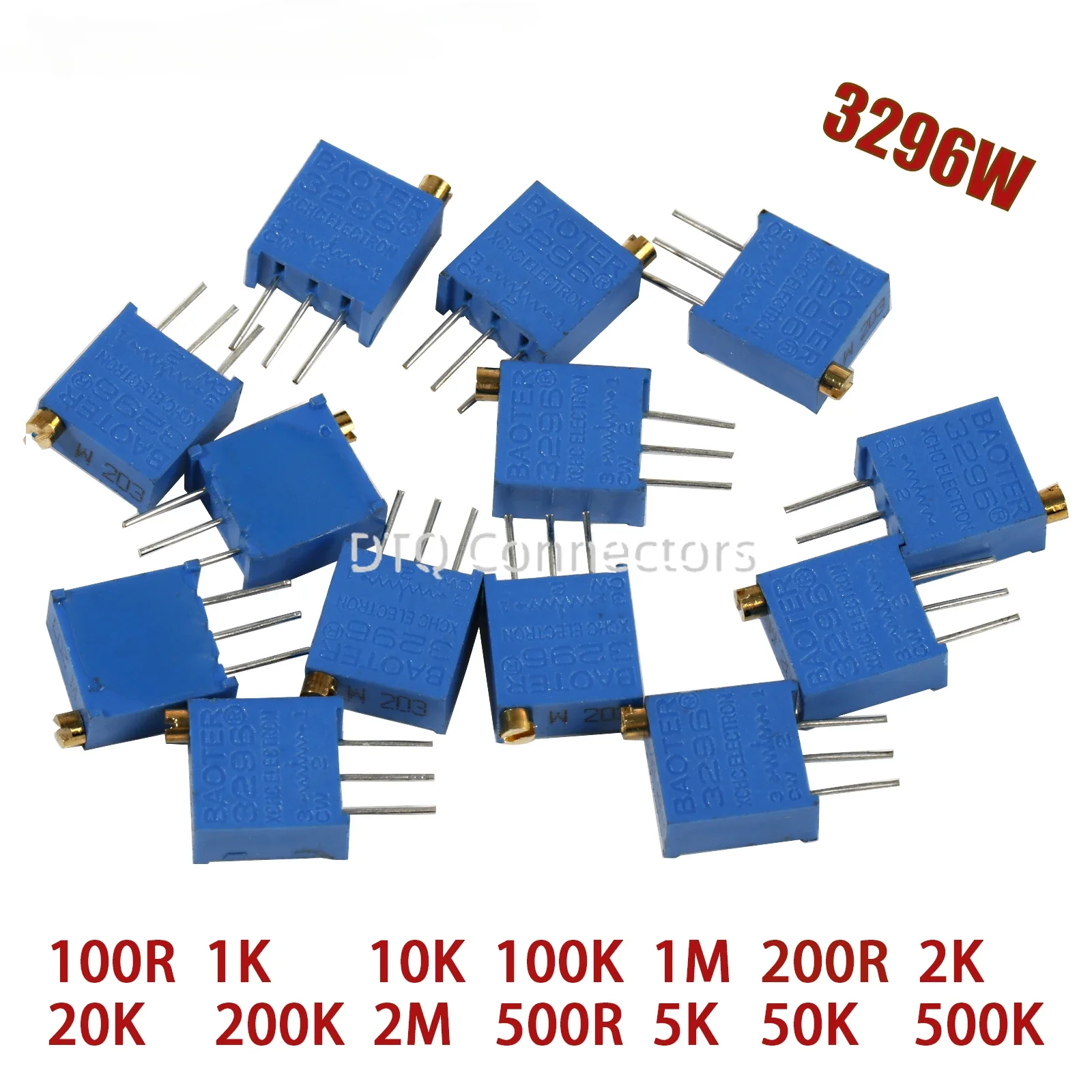 15pcs 3296W Potentiometer Precision Adjustable Variable Resistor Multi-Turn Trimming 1k 10K 100K 1M 50R 100R