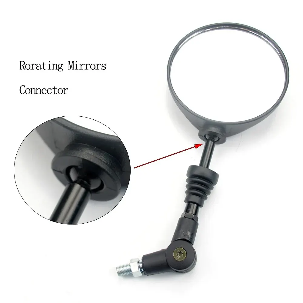 Motorcycle Mirror 10mm Side Mirror Black Aluminum Universal 360 Degree Adjustable Rotation Rearview Mirror Anti Fall Folding