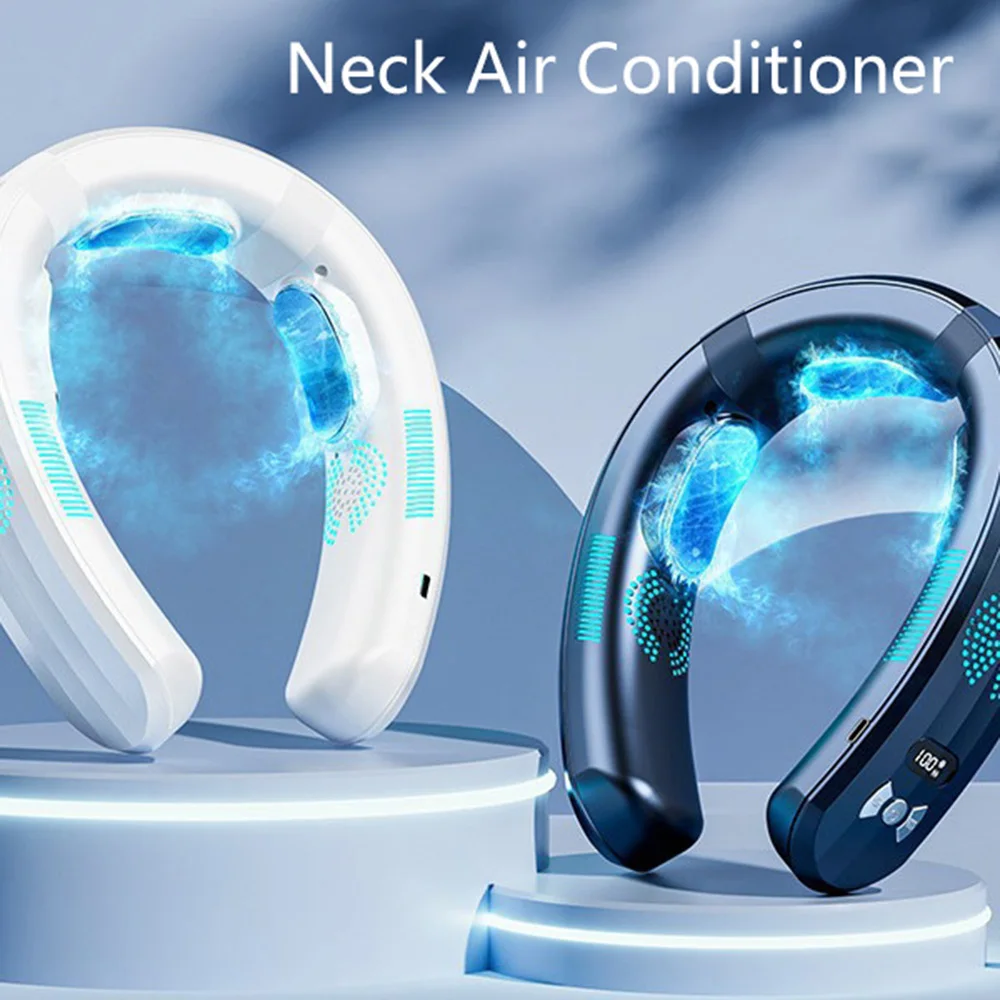 

Hanging Neck Fan Portable Fan Air Conditioner USB Electric Fan Bladeless Cooling Fan Digital Display Powerful Wearable Cooler