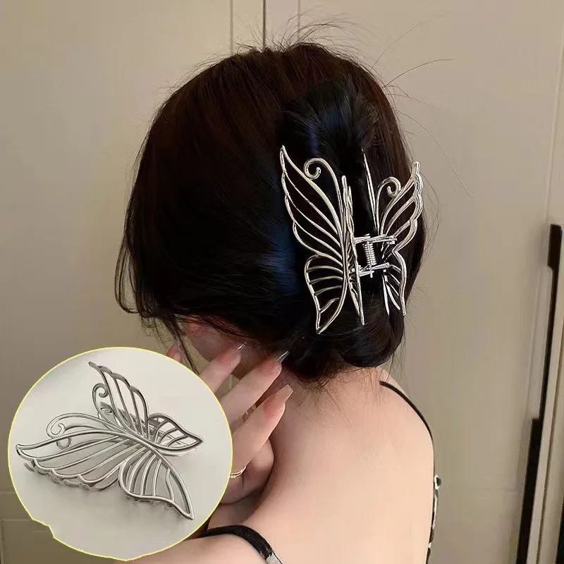 Super Fairy Diamond Butterfly Large Grab Clip New Temperament Back of the Head Shark Clip Disk Hair Clip Headdress Hair Card Fem