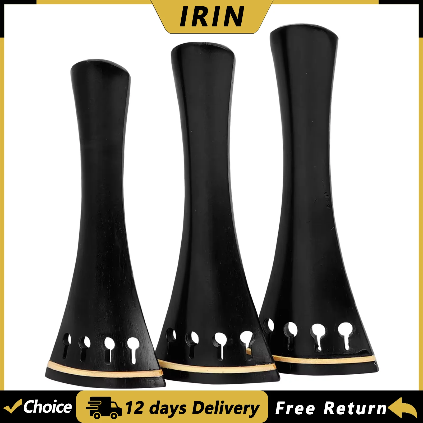 IRIN Violin Tailpiece Pull-String Plate Tailpiece Ebony Drawstring Board No Deformation 4/4 3/4 1/2 Violin Parts & Accessories