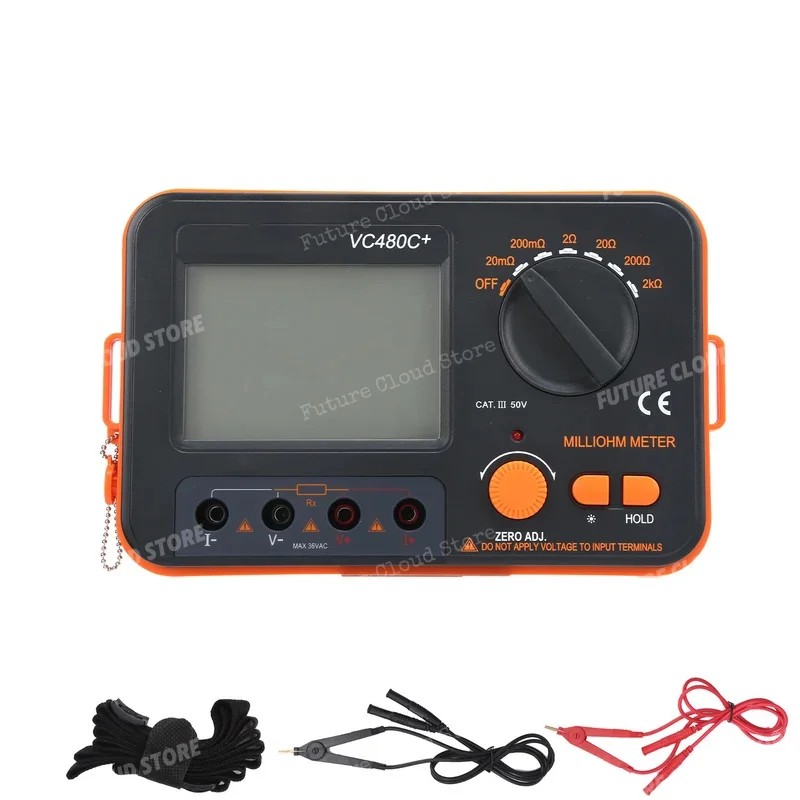 Hand Held Resistance Tester VC480C 0.01mΩ to 2kΩ 6 Gear Digital Milliohmmeter 4 Wire Measurement Low Resistance Tester High Qual