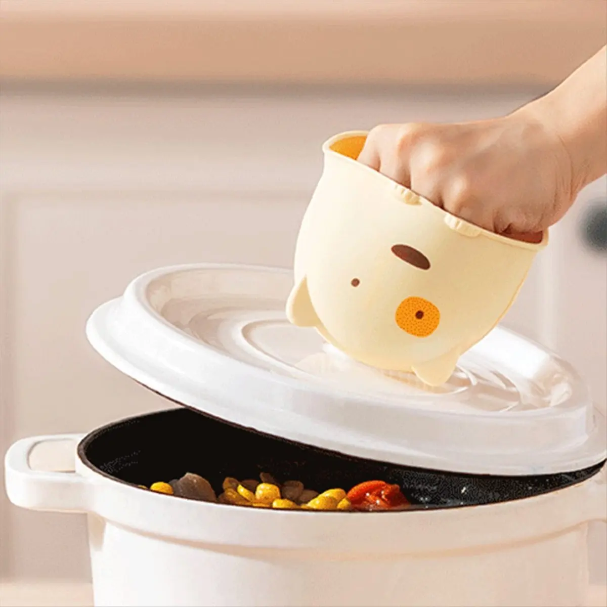 

ABZF 4 шт. термостойкие силиконовые прихватки для духовки, кухонные перчатки, нескользящие перчатки для духовки, изолированные перчатки для выпечки в форме милого кота B