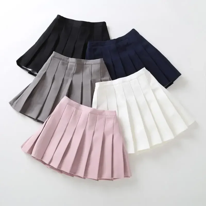 Children's Summer Skirt Girl's Mini Skirt Retro Pleated Korean Tennis Skirt Short Upgraded Version with Safety Pants