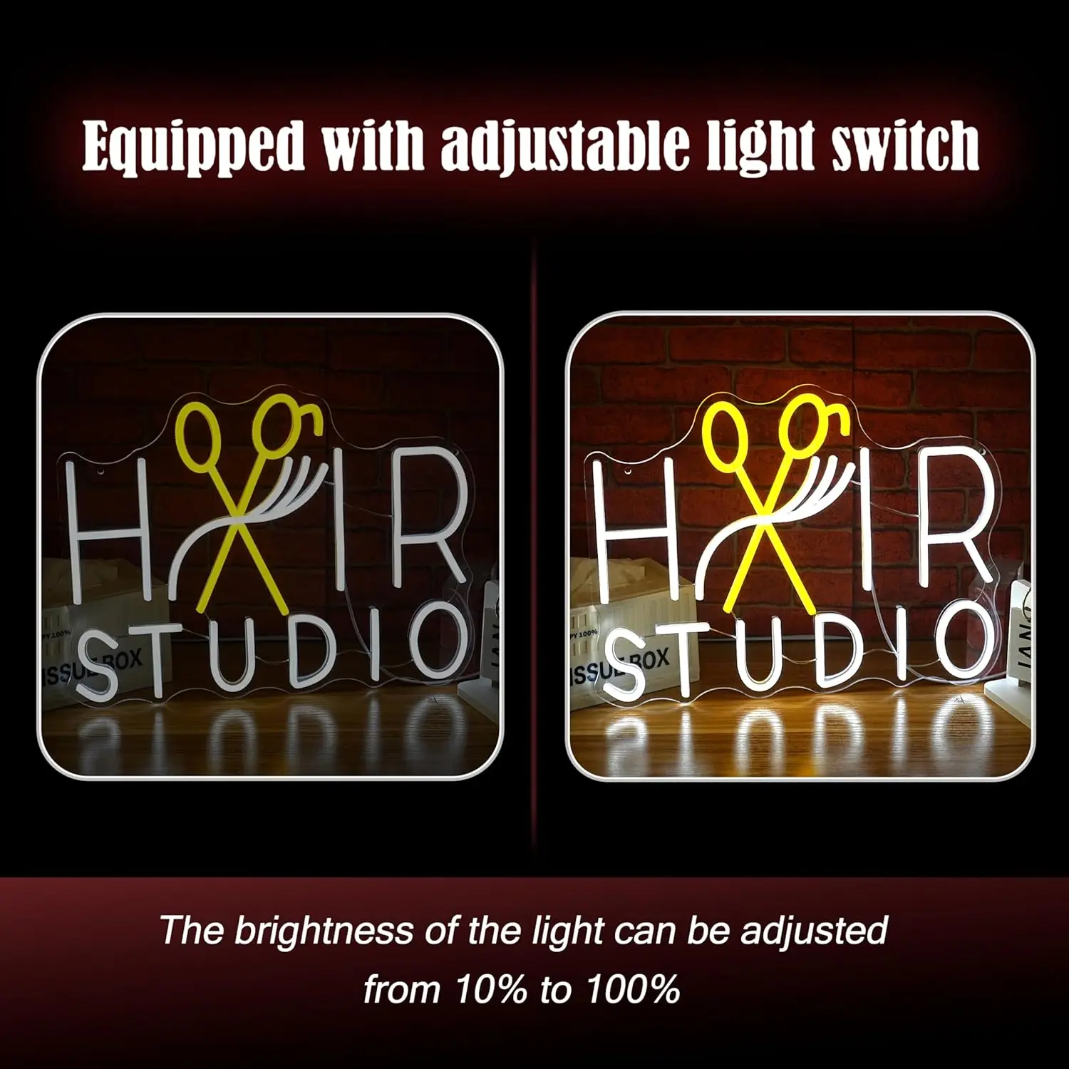 Hair Studio Neon Sign USB Powered Stylish LED Neon Light Sign Dimmable Beauty Salon Haircut for Barber Beauty Shop Wall Decor