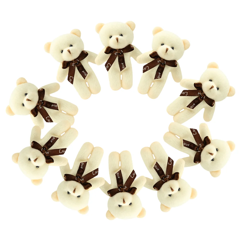 10 PCS Dollhouse Plush Bear Keychain Multi-function Pendant Portable Figurines Toy Reborn Baby Dolls