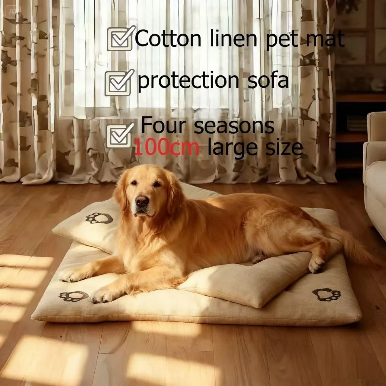 Dog Pet Beds Extra Large Dog Bed Sofa Cat Bed Four Season Cotton linen Mat Scratch-resistant wear-resistant Pet Cushion Cat Mat