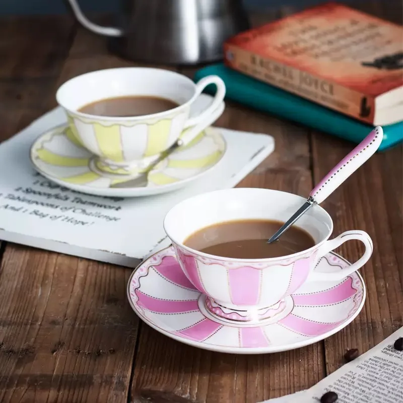 

Candy Color Striped Coffee Set Macarons Color Coffee Cup
