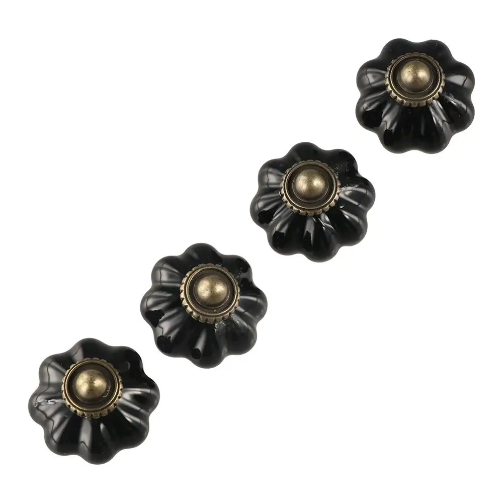 Retro Single Hole Ceramic Pumpkin Handle European Style Round Cabinet Knob Vintage Door Pull Handles Furniture