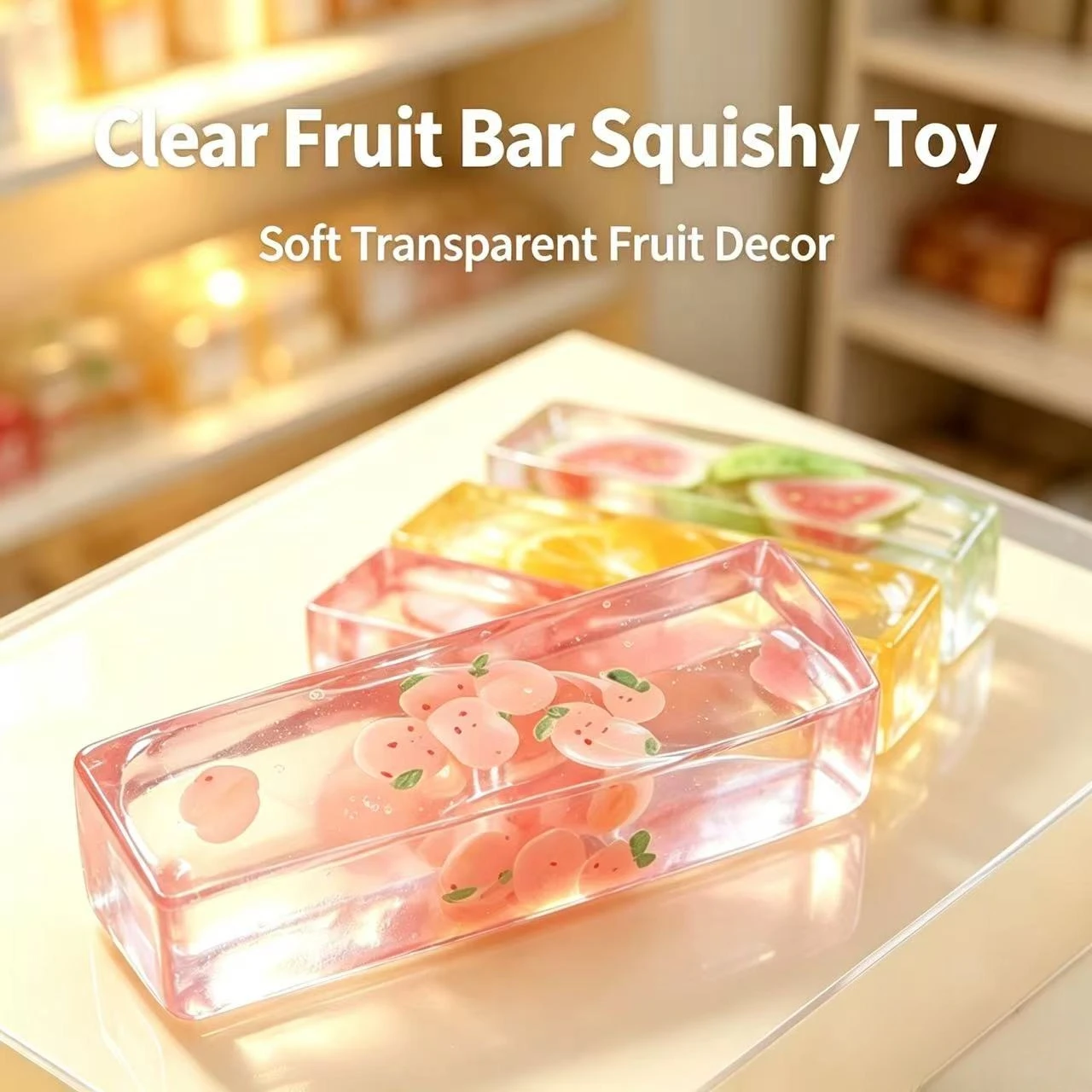 Fruit Bar Squishy Toy, Slow Rising Stress Relief Fidget Toy, Viral Sensory Squeeze Food Toy for Anxiety Relief, Soft Moldable Je