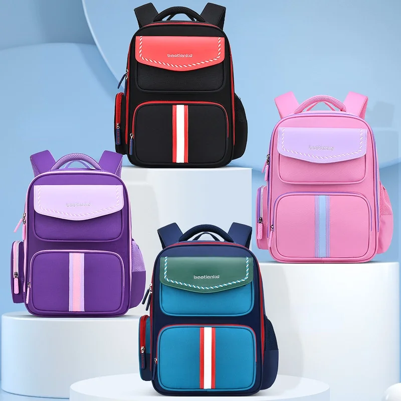 Large Capacity Children Student Grade 1-6 Reflective Backpacks New Girl Boy British Style Lightweight Comfortable Schoolbags Hot