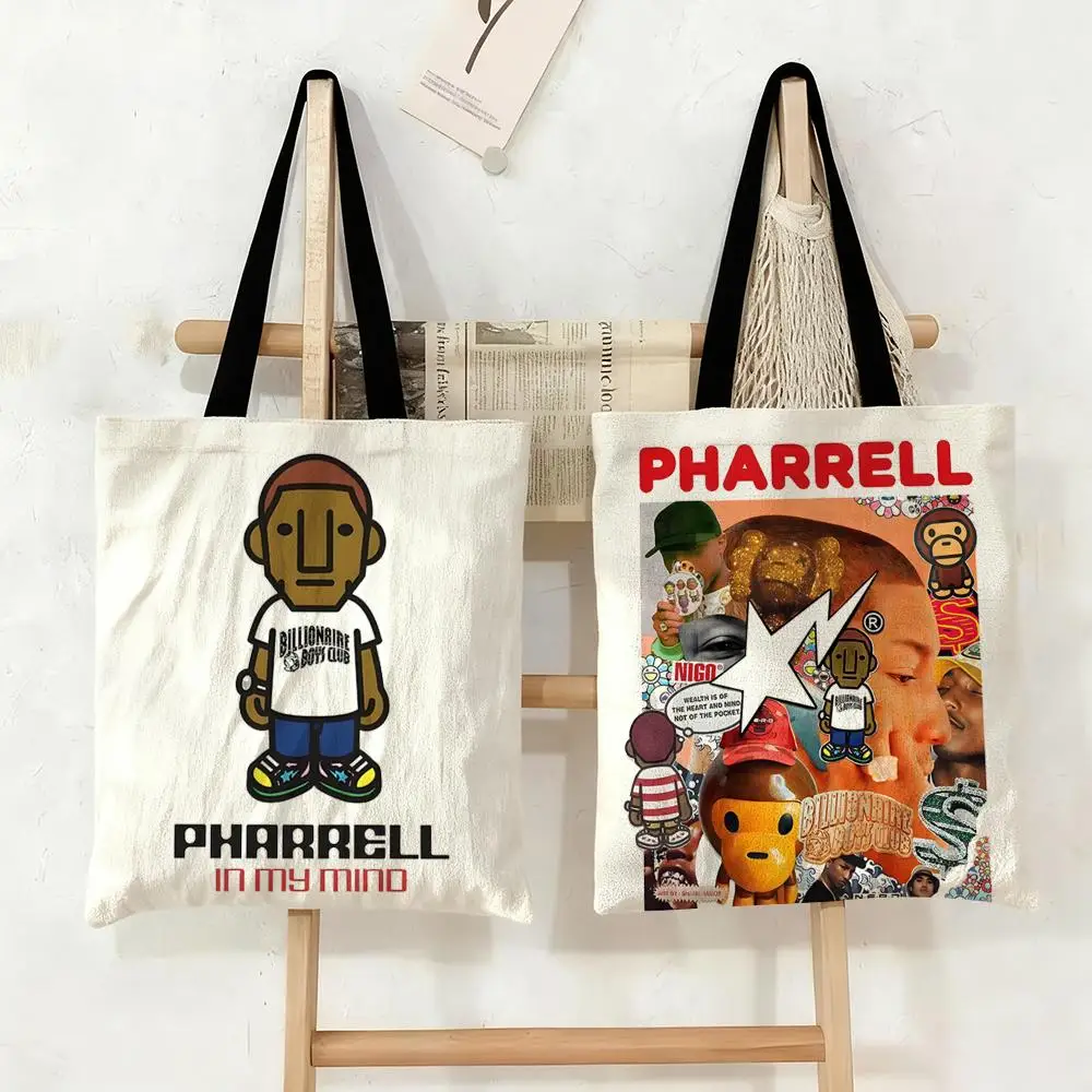 Bolsas de almacenamiento Pharrell Williams, bolsa de lona de gran capacidad para estudiantes mujeres, para guardar libros, bolso de mano para mamá