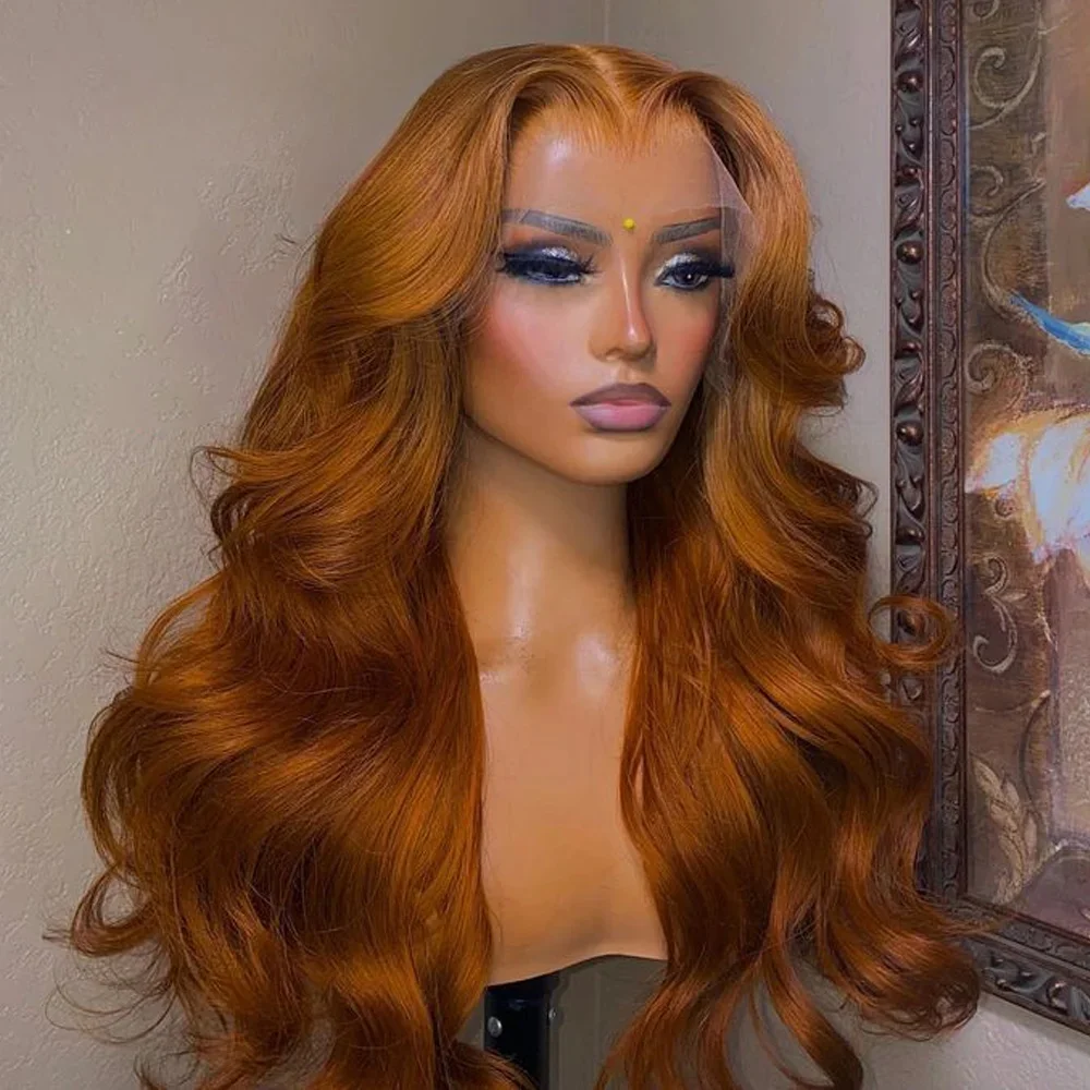 

Оранжевый объемный волнистый мягкий парик 26 дюймов, плотность 180, длинный парик спереди для женщин, детские волосы, предварительно выщипанные, термостойкие, бесклеевые, на каждый день