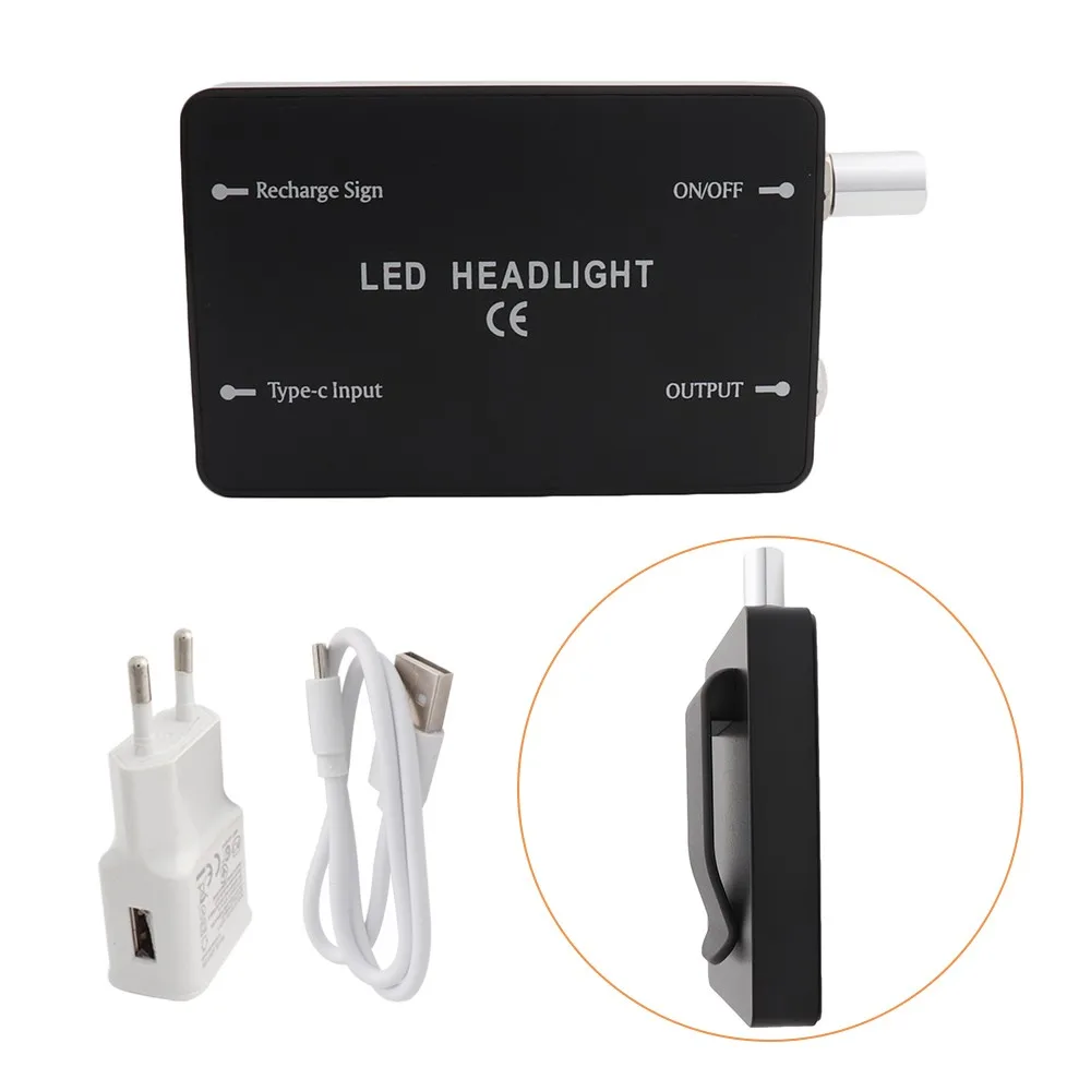 Battery EU Charging Plug of Headlight Headlamp for Dental Loupes Lab Medical Magnifier Magnification Binocular Belt-clip USB