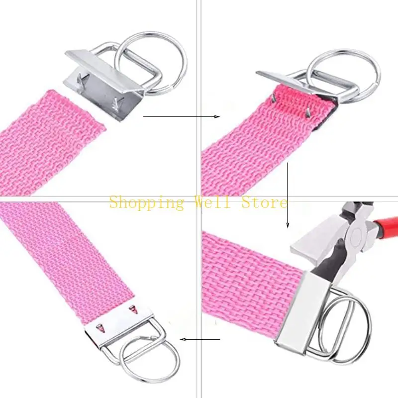 KX4B 40Pcs 5Color for Key Keychain Hardware with Pliers Tool for Wristlet ClampMa