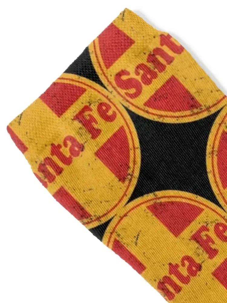 Santa Fe Railroad Logo - Distressed Grunge RedYellow T-Shirt Socks warm winter FASHION Girl'S Socks Men's