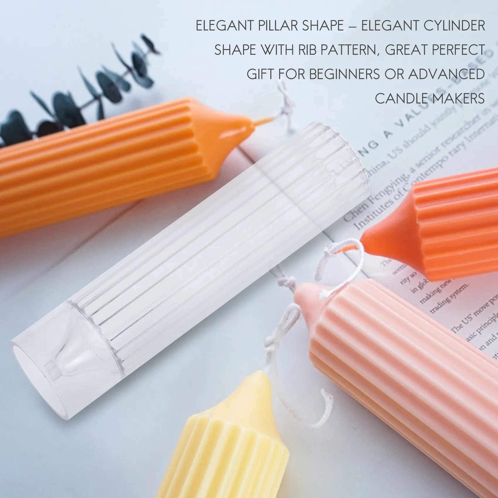 BAAG-Pillar Candle Mold Cylinder Rib Plastic Candle Molds 6 Inch For Candle Making DIY Handmade Candles