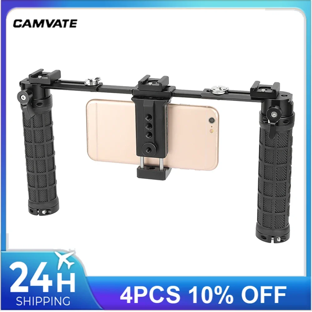 CAMVATE ARCA Style Smartphone Clip Holder With NATO Clamp Connector Handgrip & Three Cold Shoe Mounts For Smartphone Supporting