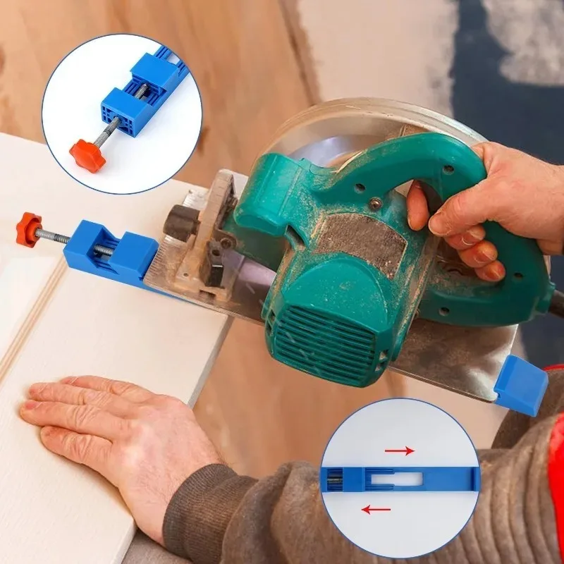 Morsetto per sega circolare guidata al laser Posizionamento regolabile Piastra di base Utensile da taglio per bordi per la lavorazione del legno Fresatura Precisione Fai da te