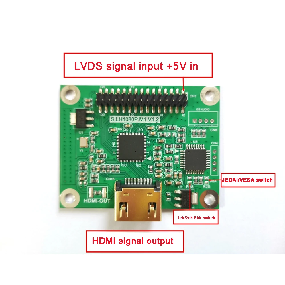 LVDS to HDMI adapter board LVDS dual 8 input to HDMI output Support multiple resolutions S.LH1080P.AUDIO.V20