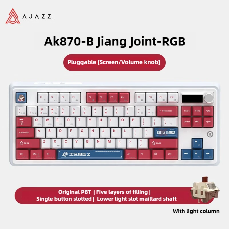 

AJAZZ AK870 Wireless Gaming Mechanical Keyboard Tri-mode RGB Bluetooth Keyboard 2.4GHz 87 Keys Hot Swap for PC Laptop