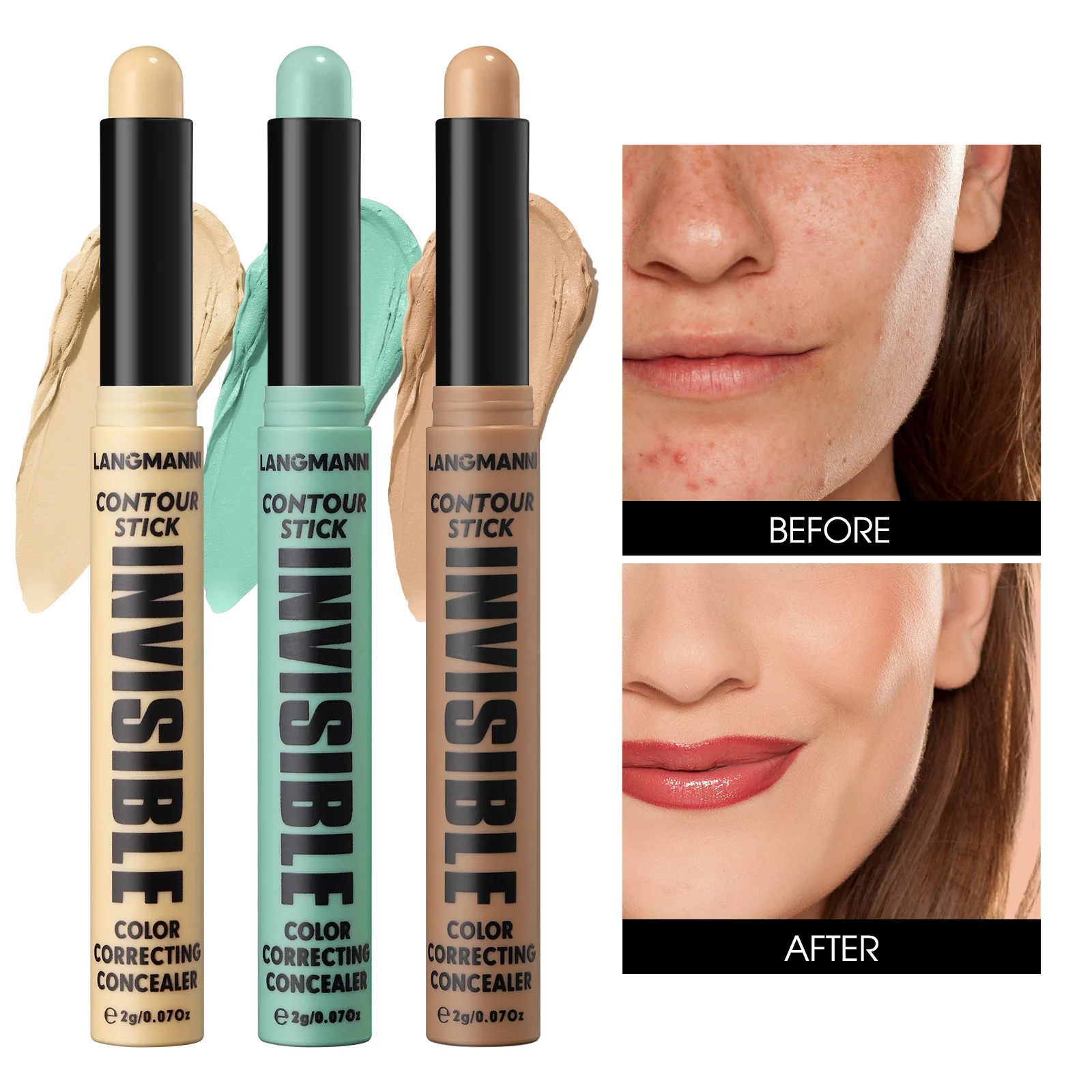 LANGMANNI 6-Color Contouring Stick Smooth hydrating Long-lasting Waterproof  Brightening Skin Enhancing Tone Concealer cream