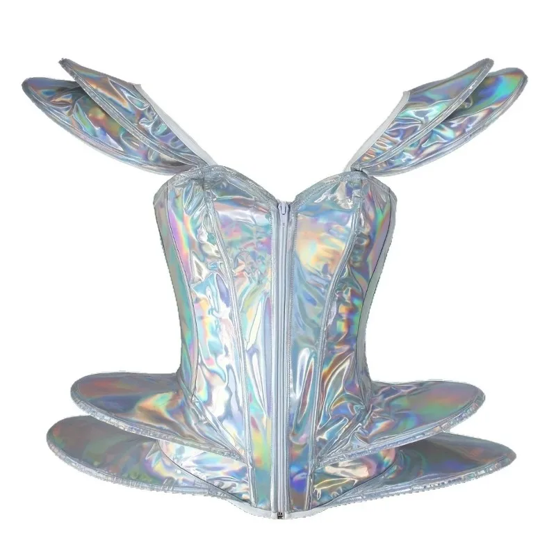 

Женский обтягивающий корсет-бюстье для сценических выступлений, блестящий золотой, из искусственной кожи, на шнуровке, с косточками и молнией.