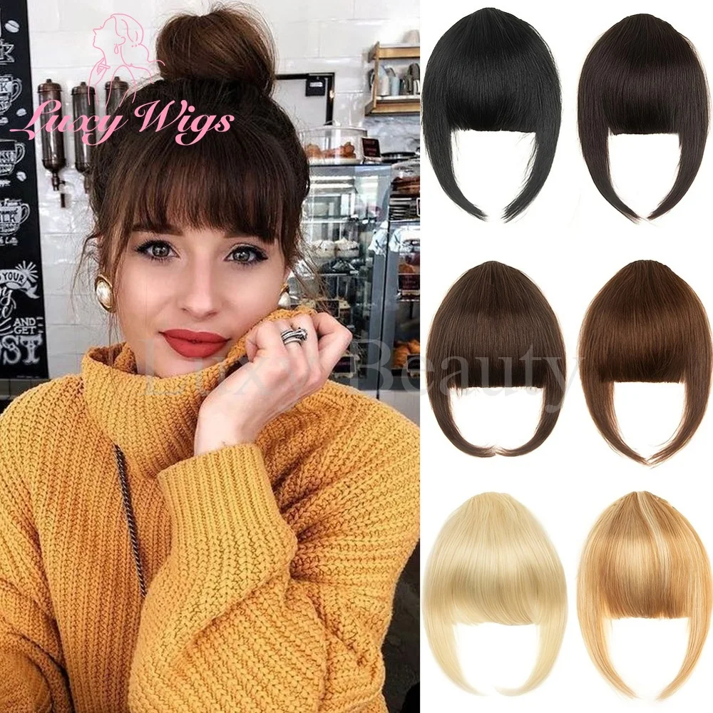 

Человеческая челка из 3 зажимов, 3D тупая стрижка, натуральная челка для волос, заколка для наращивания волос, челка из натуральных волос без реми, черная, коричневая, светлая, челка для волос