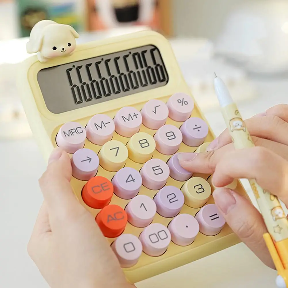 Vintage-Inspired Desktop Calculator Large Display 12 Digit Precise Contrasting Colors Easy to Read Calculator