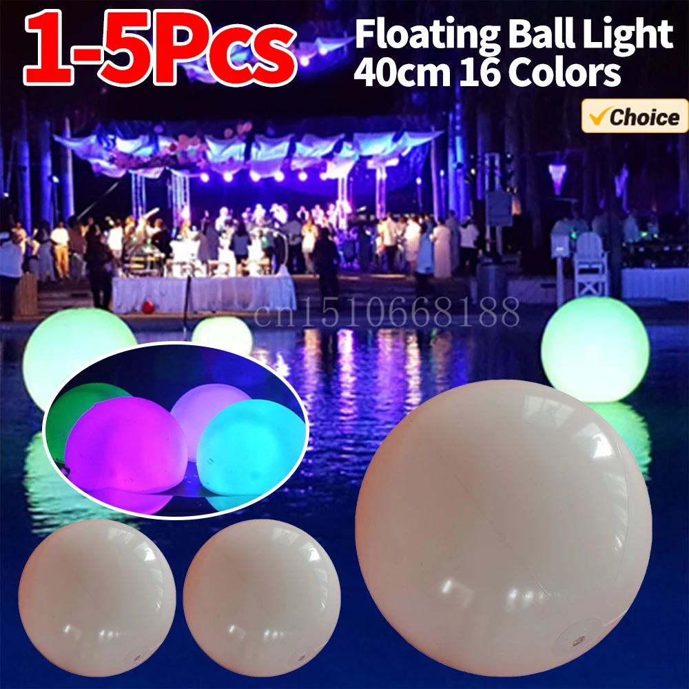 1-5 قطعة 40 سنتيمتر العائمة حديقة الكرة ضوء الشاطئ أضواء حمام السباحة 16 ألوان متوهجة كرات قابلة للنفخ لحزب حمام سباحة المياه