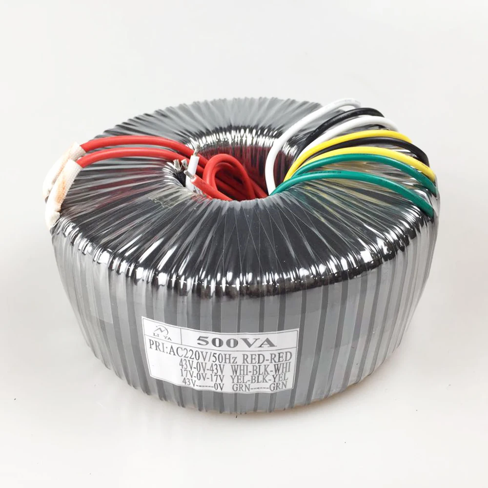 500W toroidal transformer 220V to dual 43V dual 17V43V AC toroidal power transformer amplifier power supply can be customized